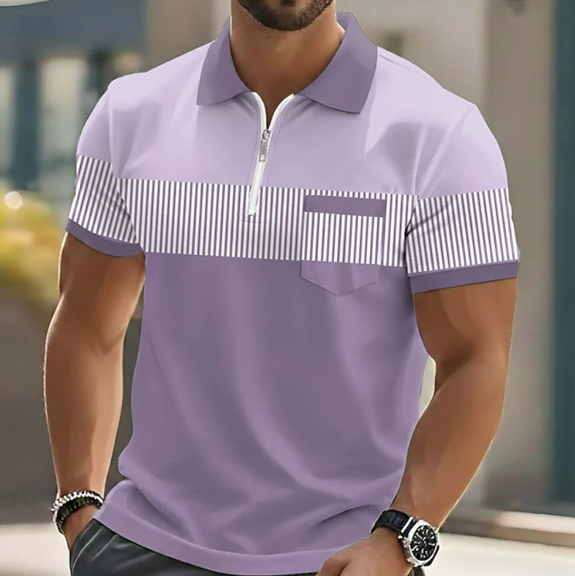 Kajeek | Polo Shirt with Zip Neck and Stripe