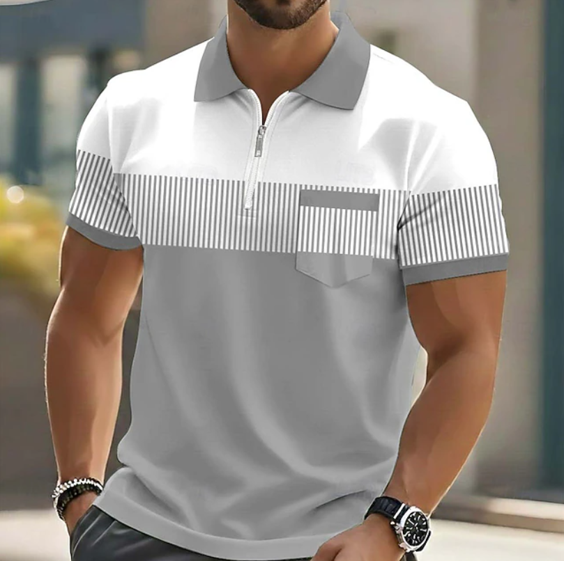 Kajeek | Polo Shirt with Zip Neck and Stripe