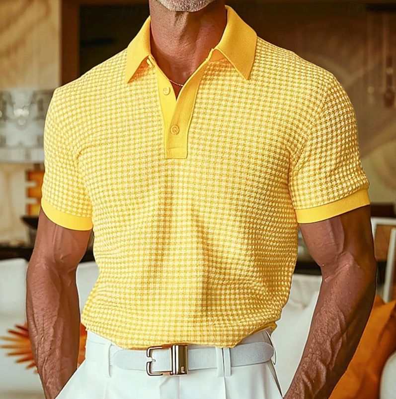 Neyton | Checked Short Sleeve Polo Shirt
