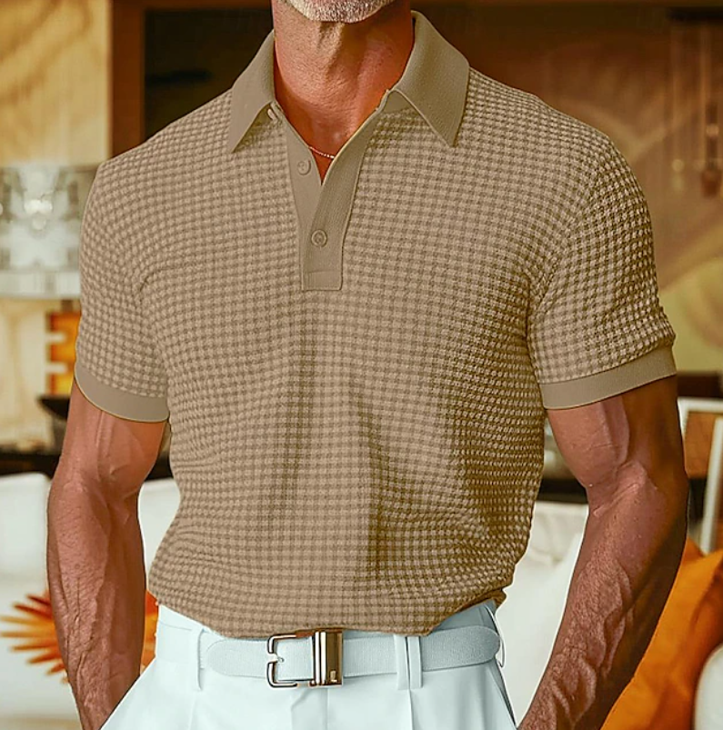 Neyton | Checked Short Sleeve Polo Shirt