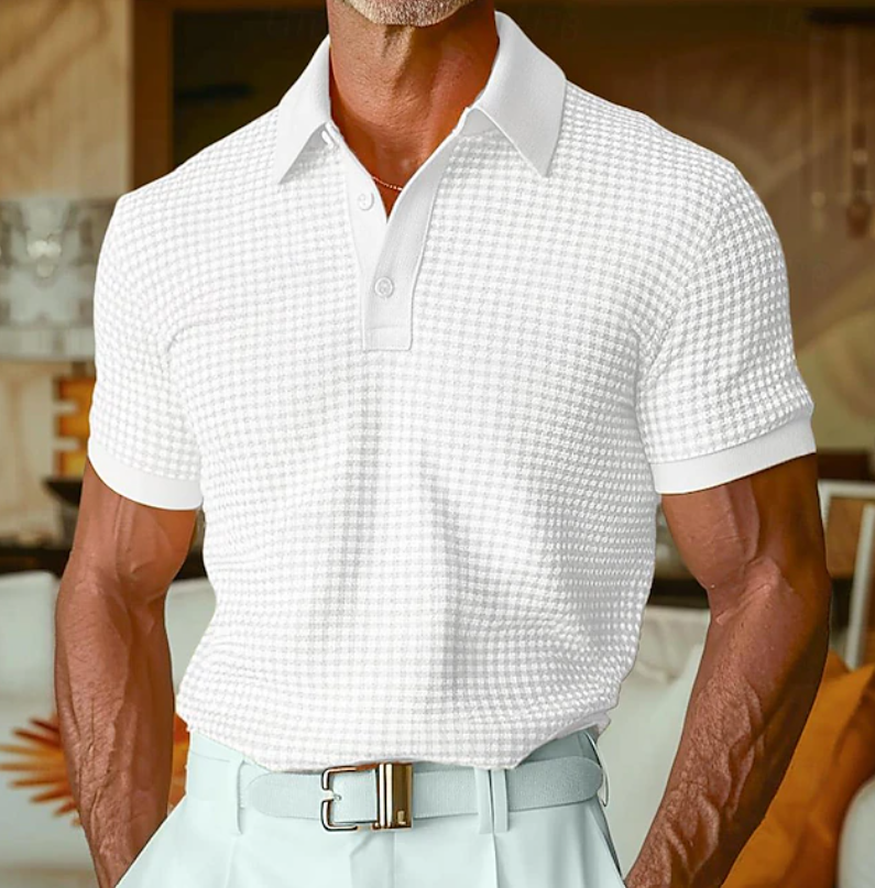 Neyton | Checked Short Sleeve Polo Shirt
