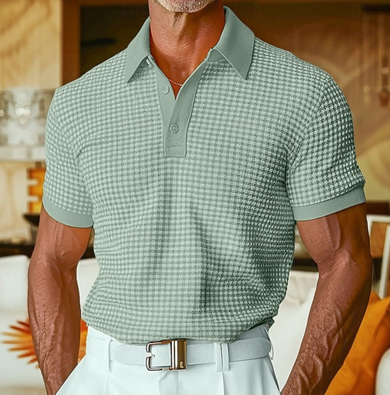 Neyton | Checked Short Sleeve Polo Shirt
