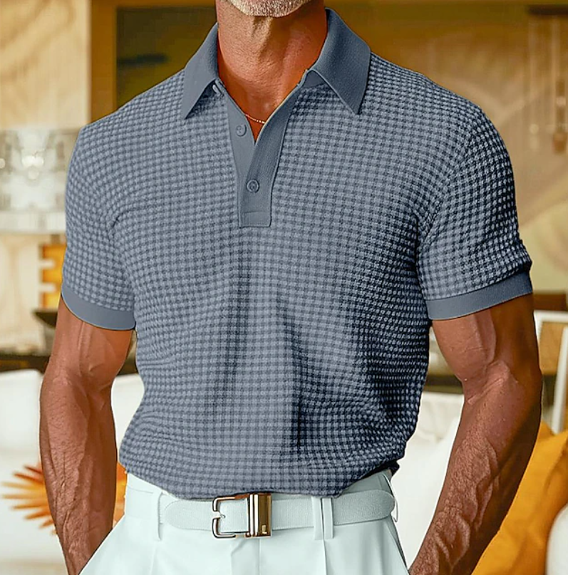 Neyton | Checked Short Sleeve Polo Shirt