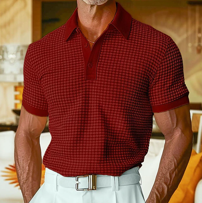 Neyton | Checked Short Sleeve Polo Shirt