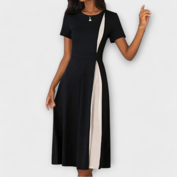 Elyse | Color Block Short Sleeve Midi Dress