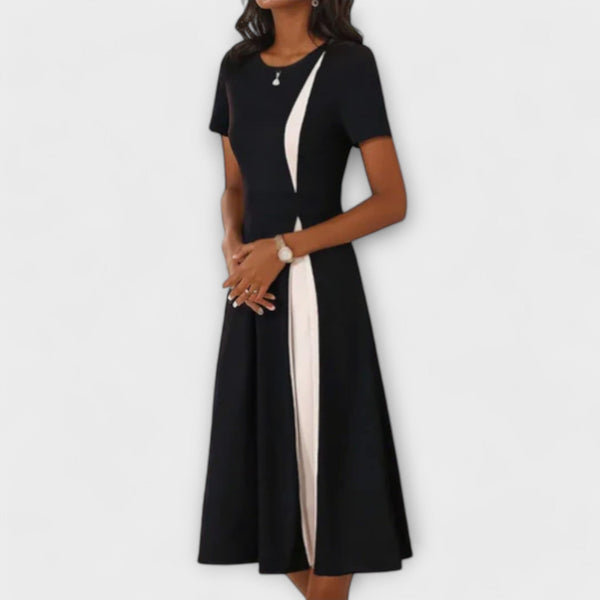 Elyse | Color Block Short Sleeve Midi Dress