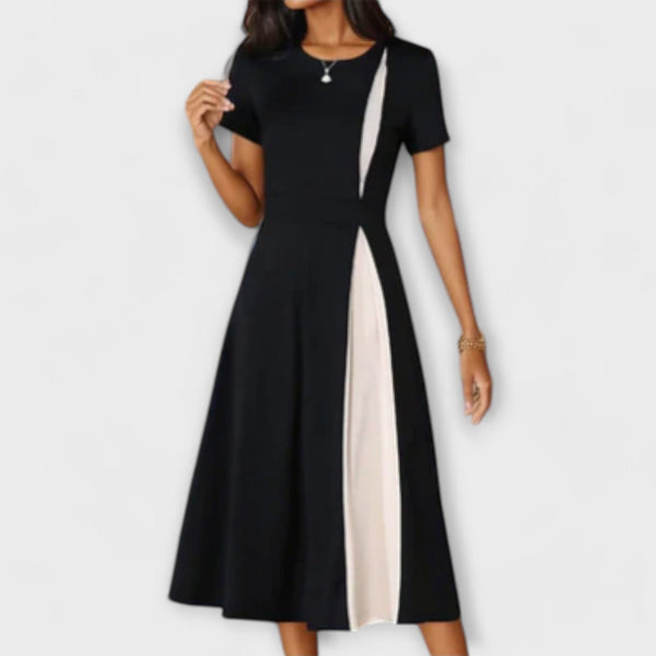 Elyse | Color Block Short Sleeve Midi Dress