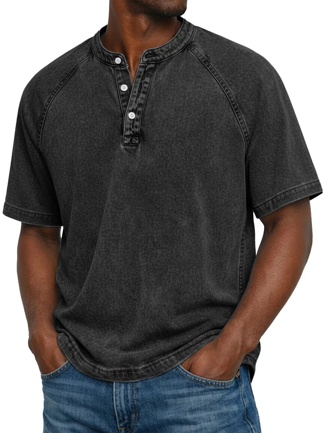 Esarot - Vintage Wash Henley T Shirt