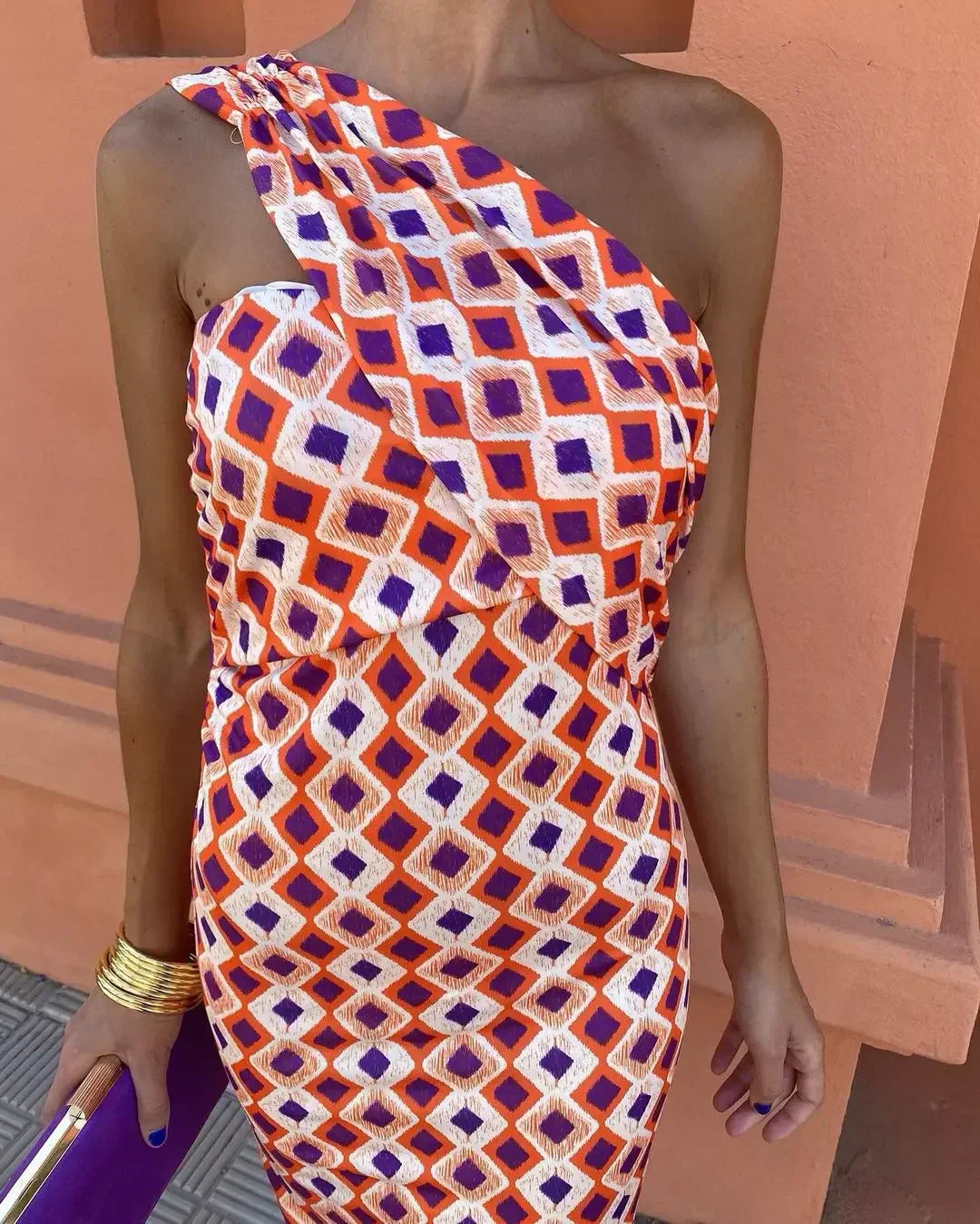 Svetlena | One-Shoulder Printed Maxi Bodycon Dress
