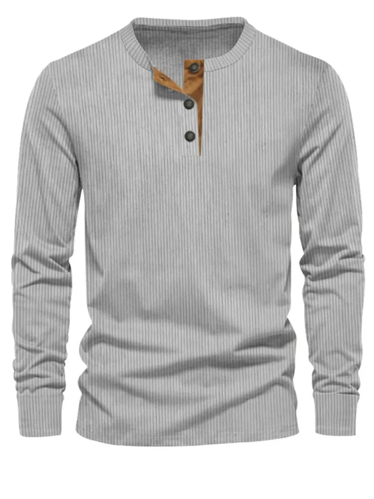 Erasto | Ribbed Henley Long Sleeve Shirt