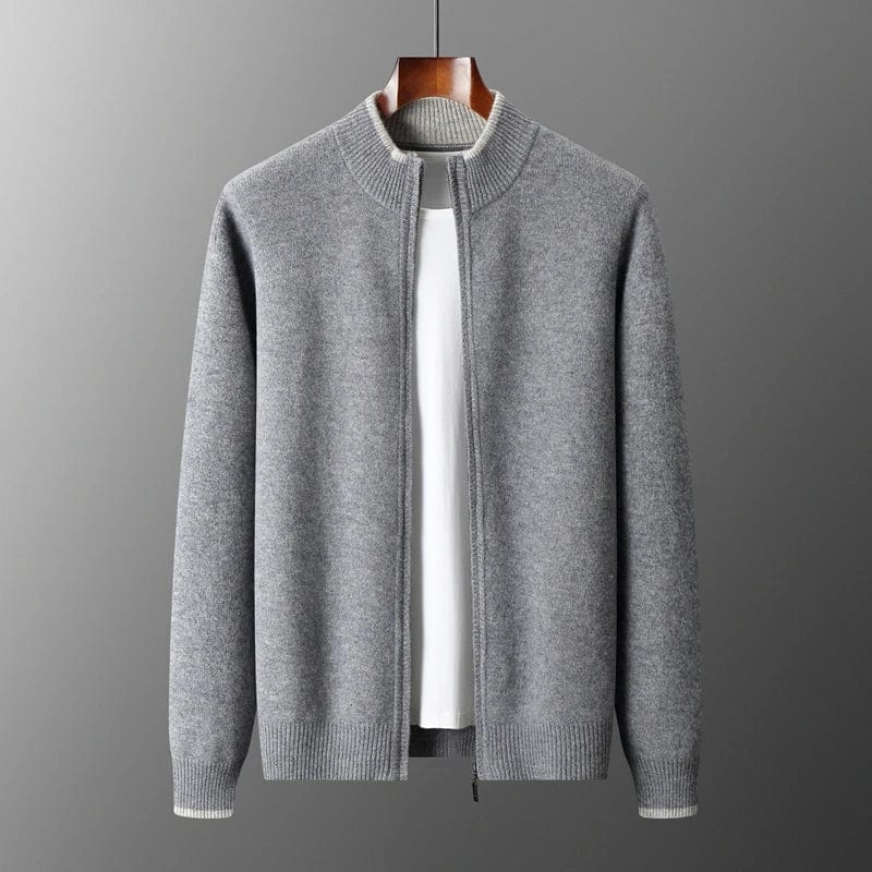 Corbin | Knit Zip Front Stand Collar Cardigan
