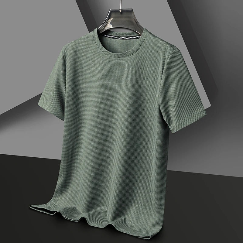 Michalis | Olive Textured Crew Neck T-Shirt