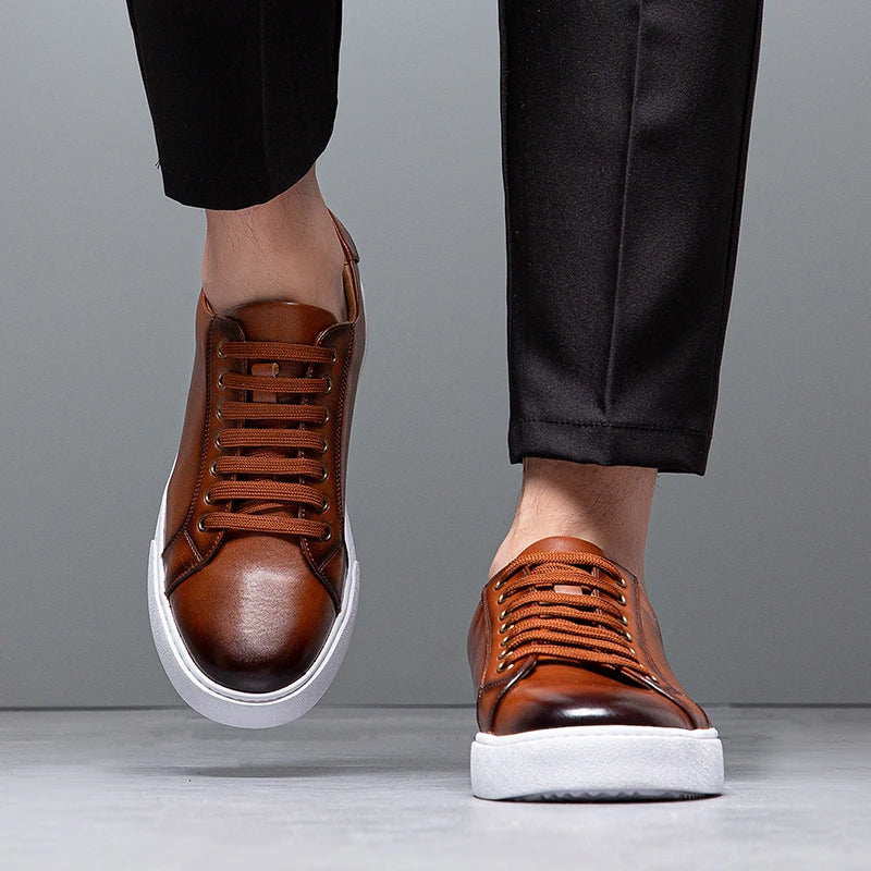 Leonell | Leather Lace-Up Low-Top Casual Sneakers