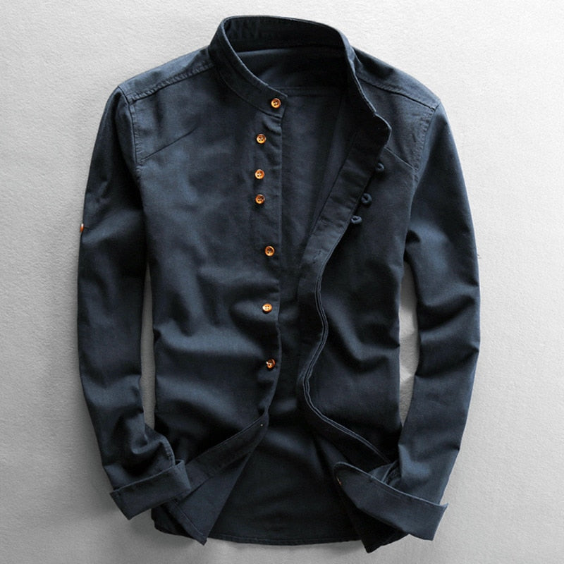 Hrvoje | Mandarin Collar Long Sleeve Button Shirt