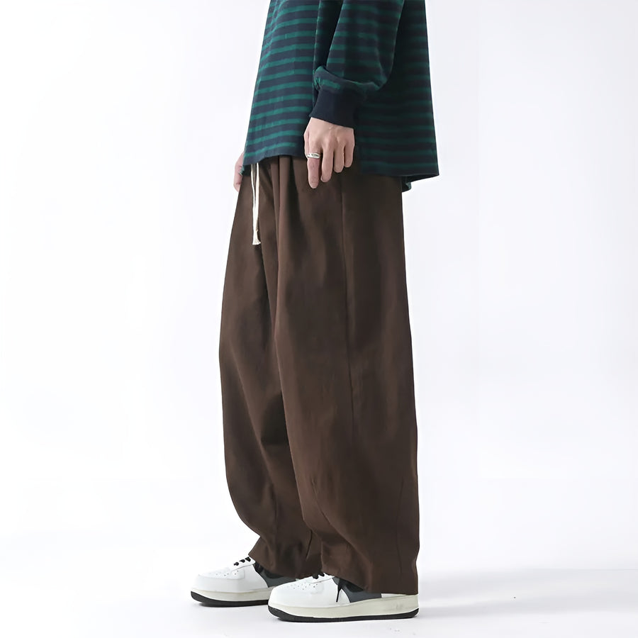 Paolino - Wide Leg Loose Fit Pleated Trousers
