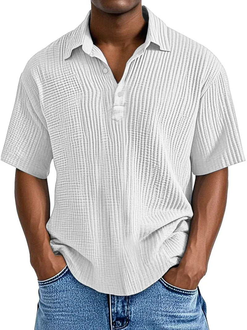 Hauser | Short Sleeve Textured Polo Shirt