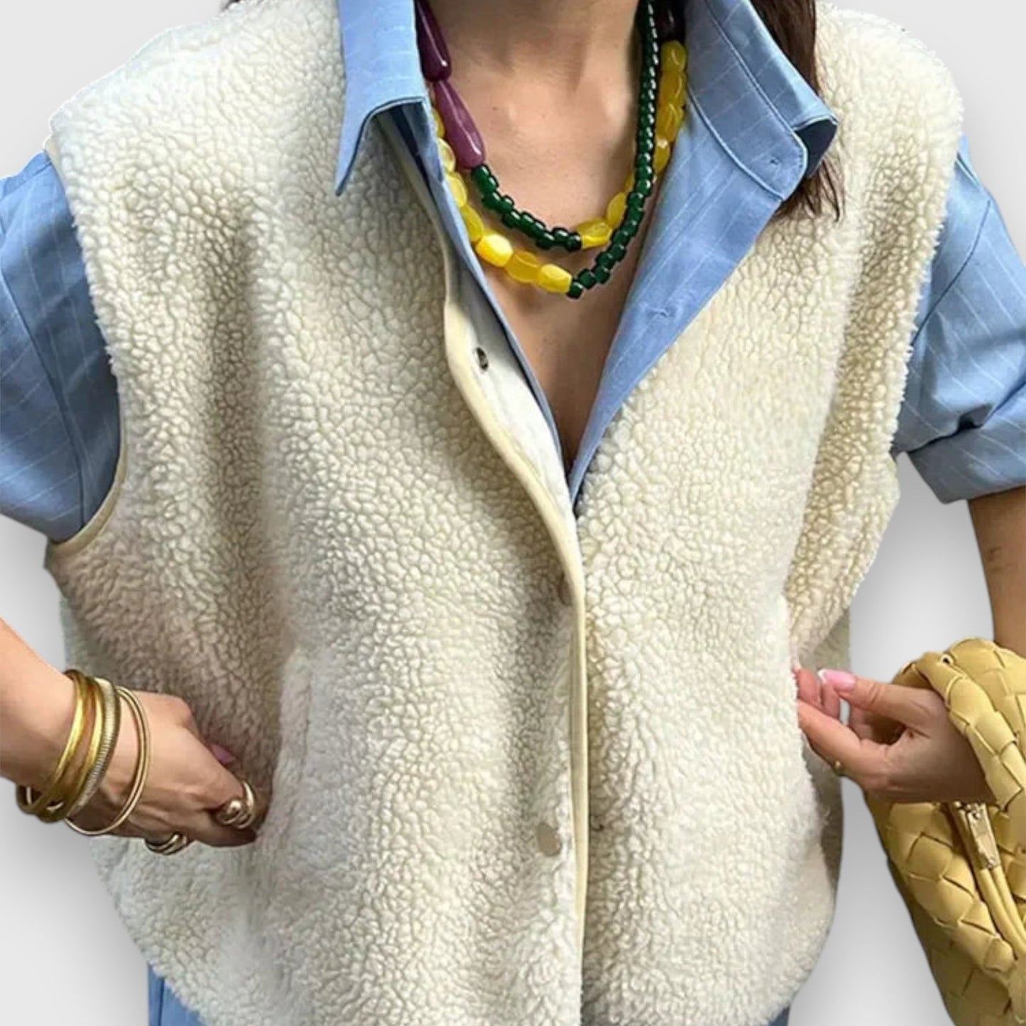 Cheryl | Vest Sleeveless Button Front Fleece Style