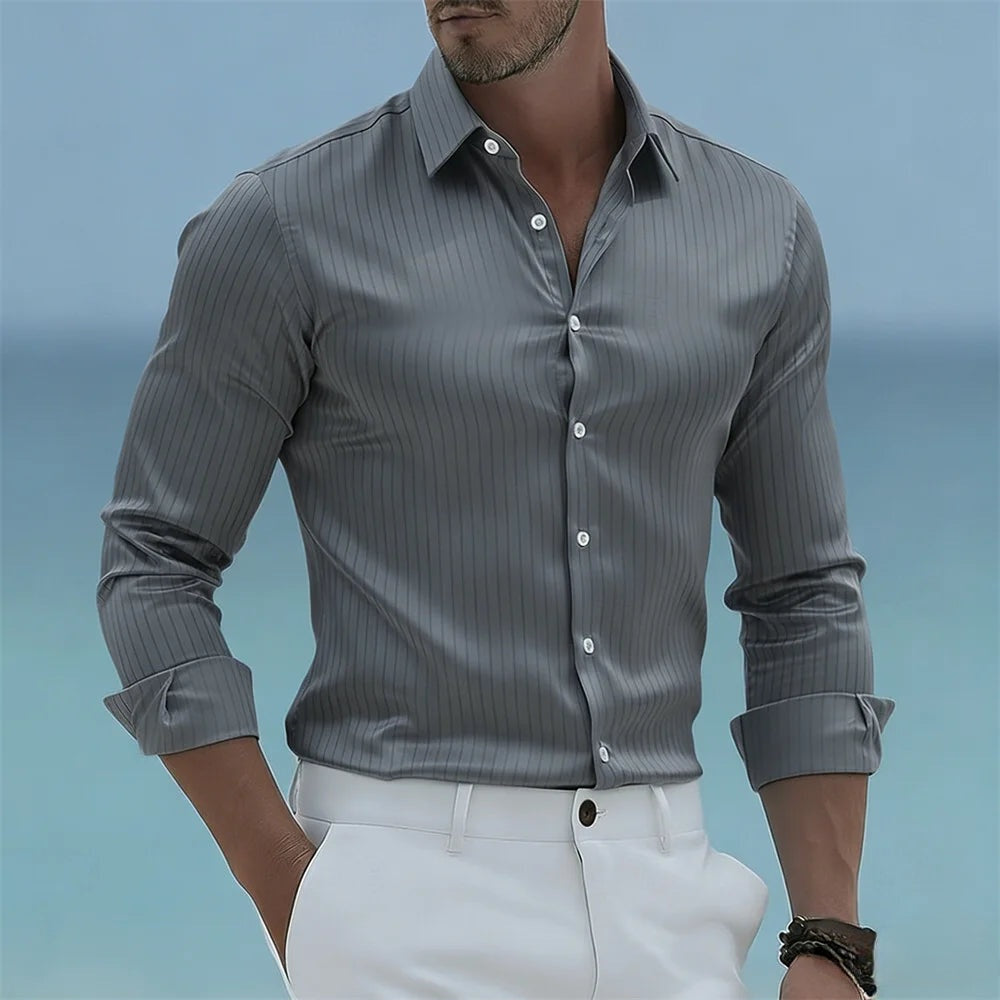 Kausan | Long Sleeve Striped Dress Shirt