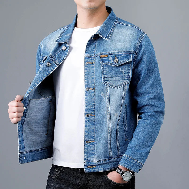 Emeterio | Denim Jacket Distressed Button Front Long Sleeve