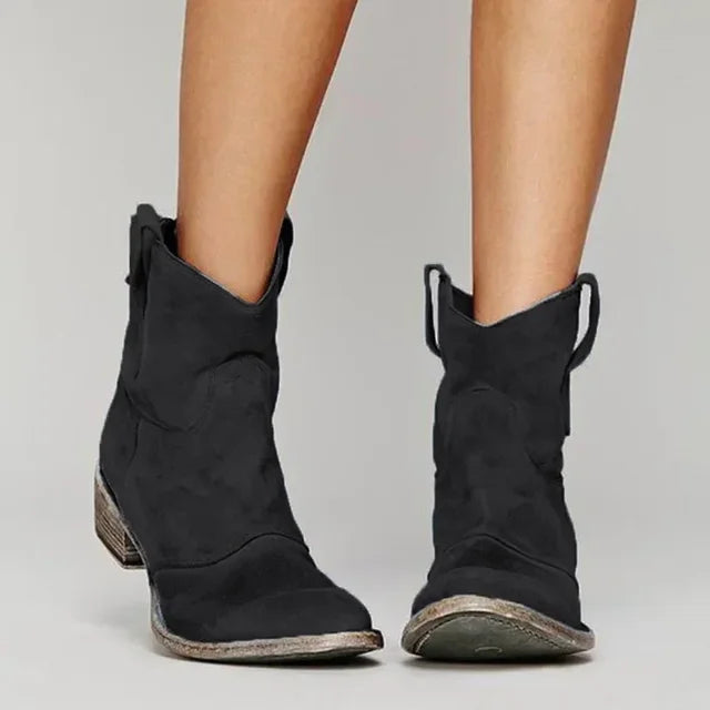 Trudy | Ankle Cowboy Boots Pointed Toe Block Heel