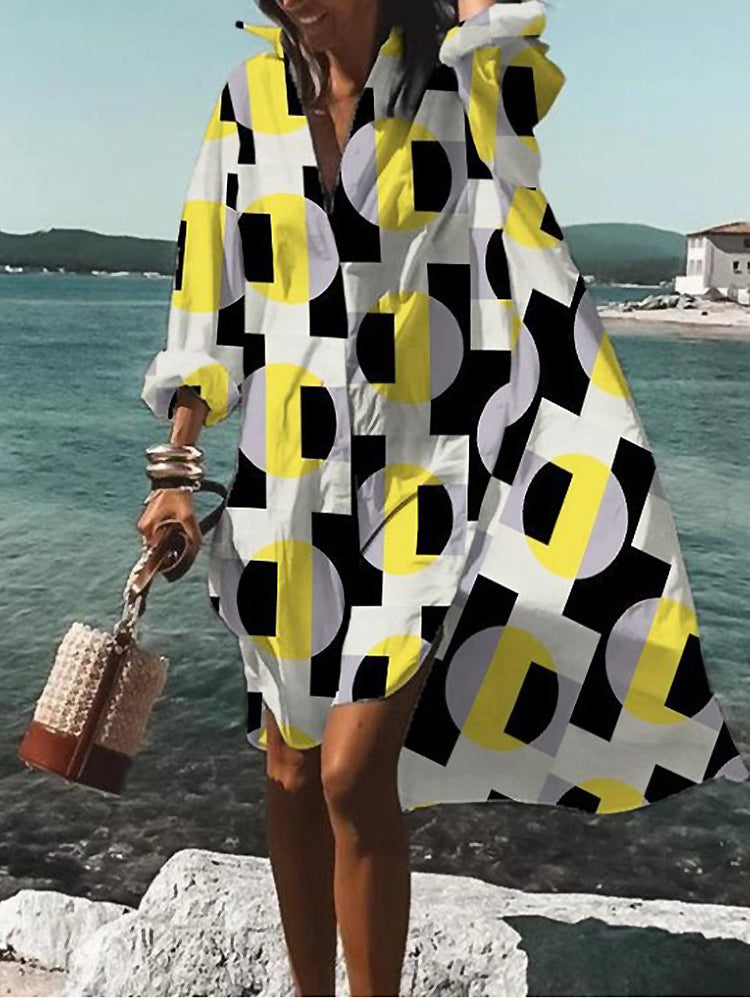 Calogera | Floral Print Loose Shirt Dress
