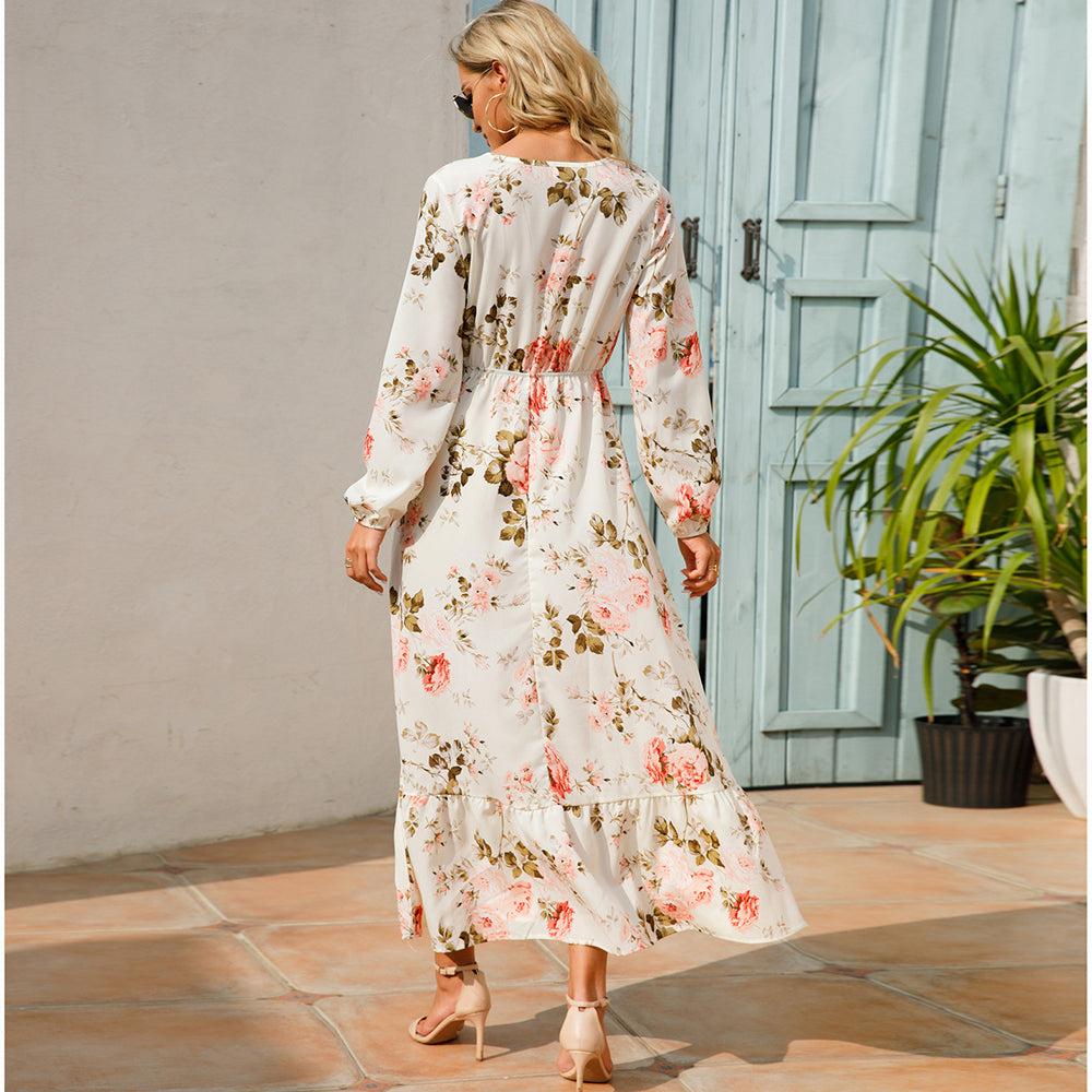 Trisha | Floral Long Sleeve Tiered Maxi Dress