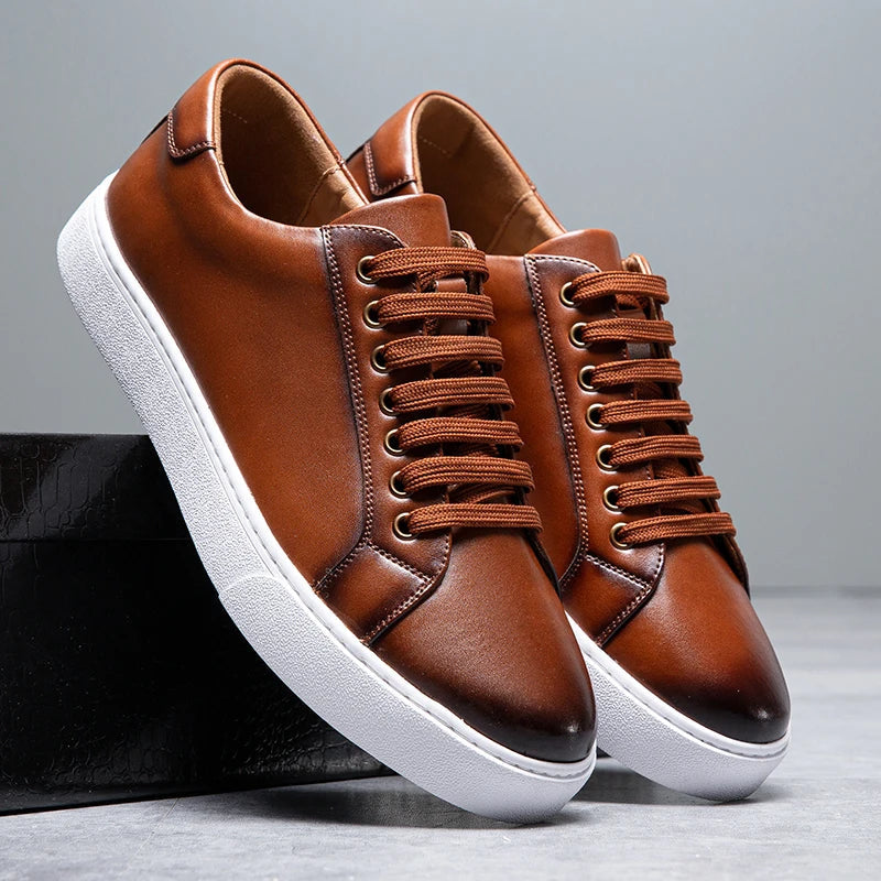 Leonell | Leather Lace-Up Low-Top Casual Sneakers