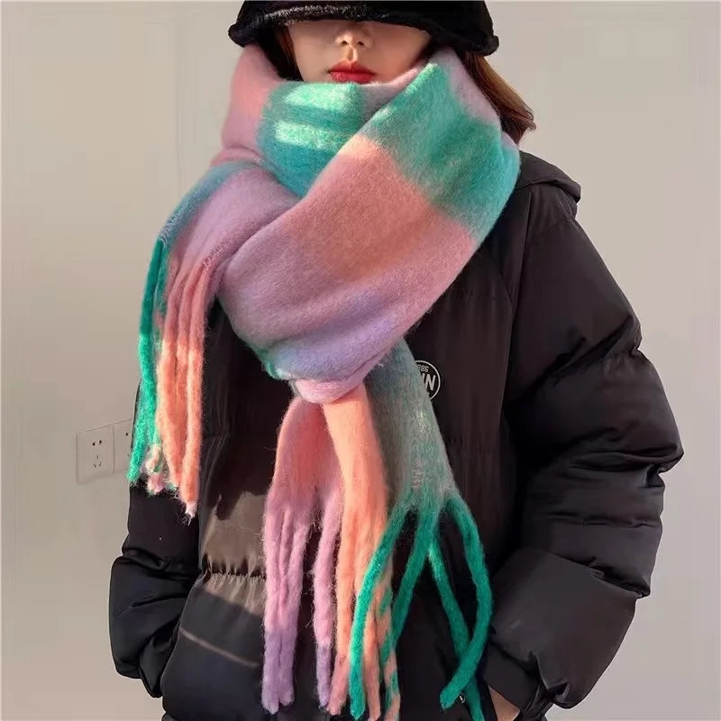 Marisol | Plaid Fringe Scarf With Brushed Finish