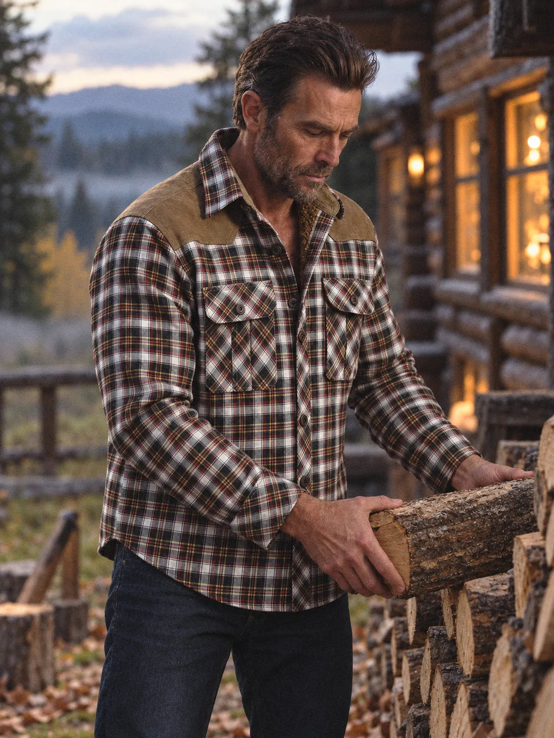 Joel | Overshirt with Plaid Pattern and Contrast Yoke