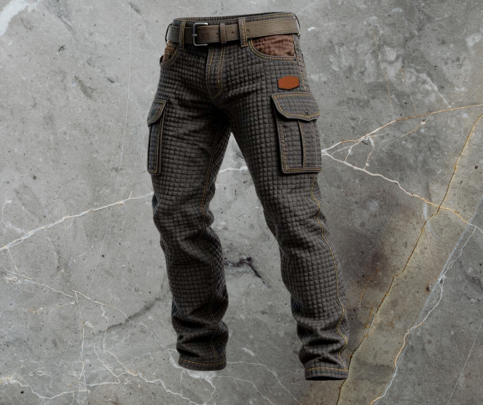 Crispin | Cargo Pants With Grid Texture and Pockets