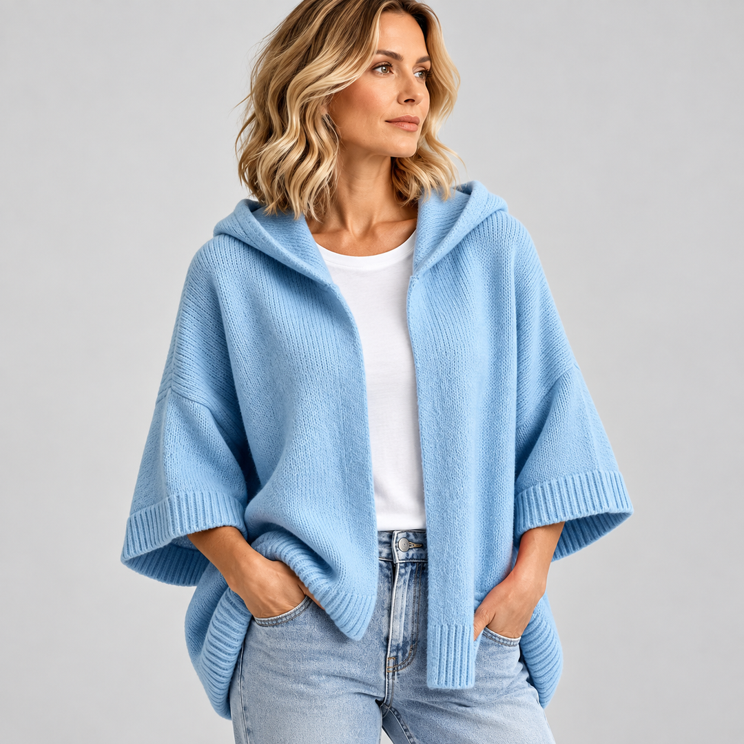 Annabel | Cardigan With Hood and Wide Knit Sleeves