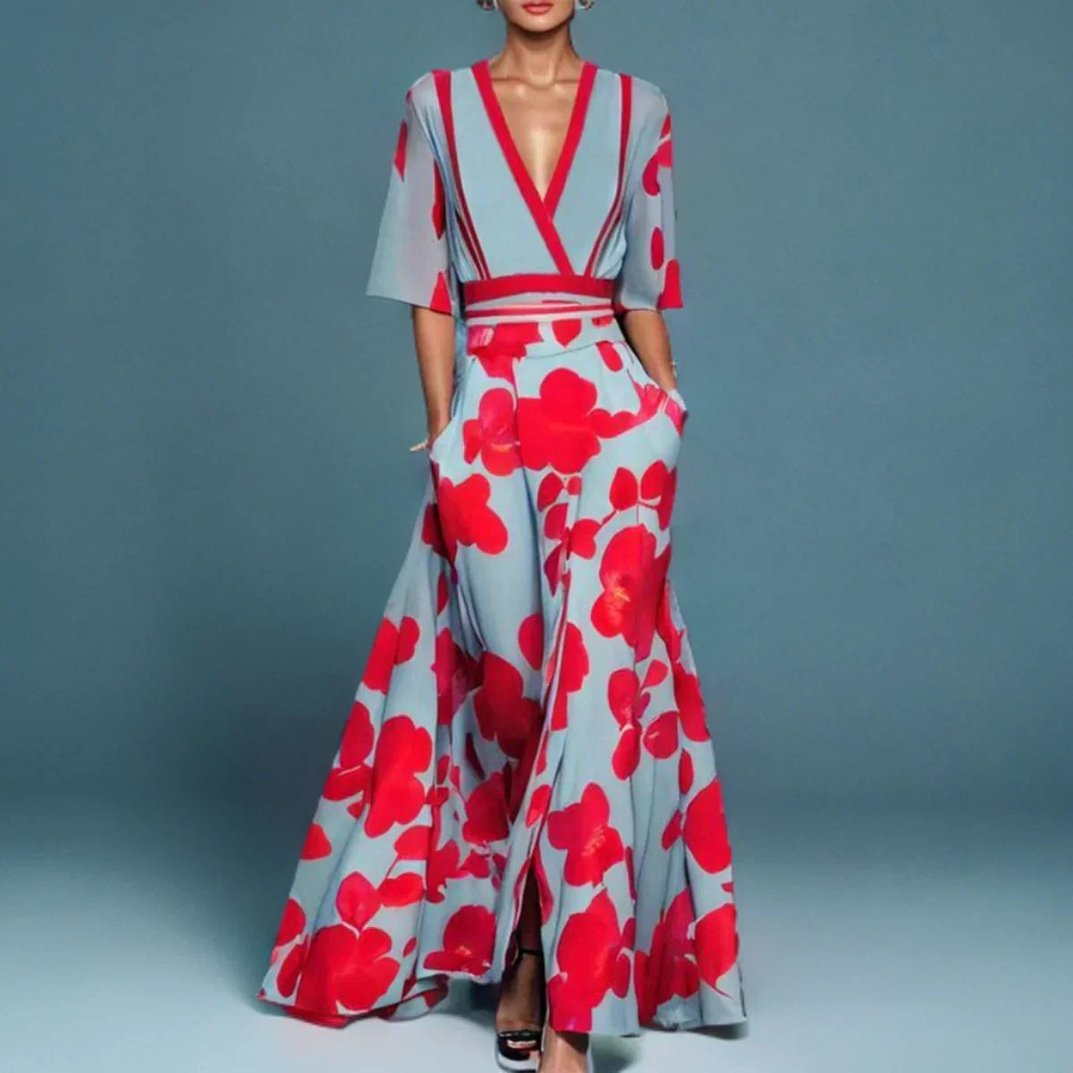 Bria | Elegant Short Sleeve Floral Dress