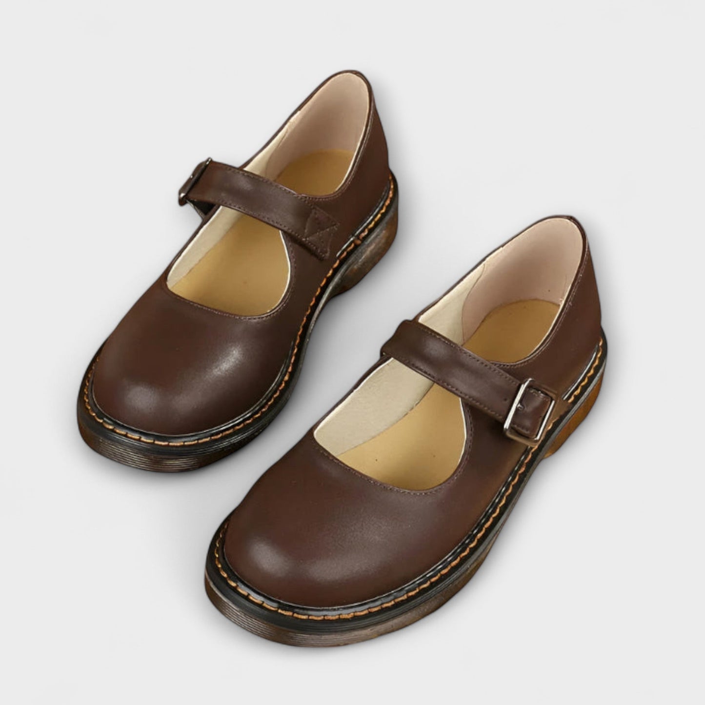 Yolanda | Leather Mary Jane Strap Flat Shoes