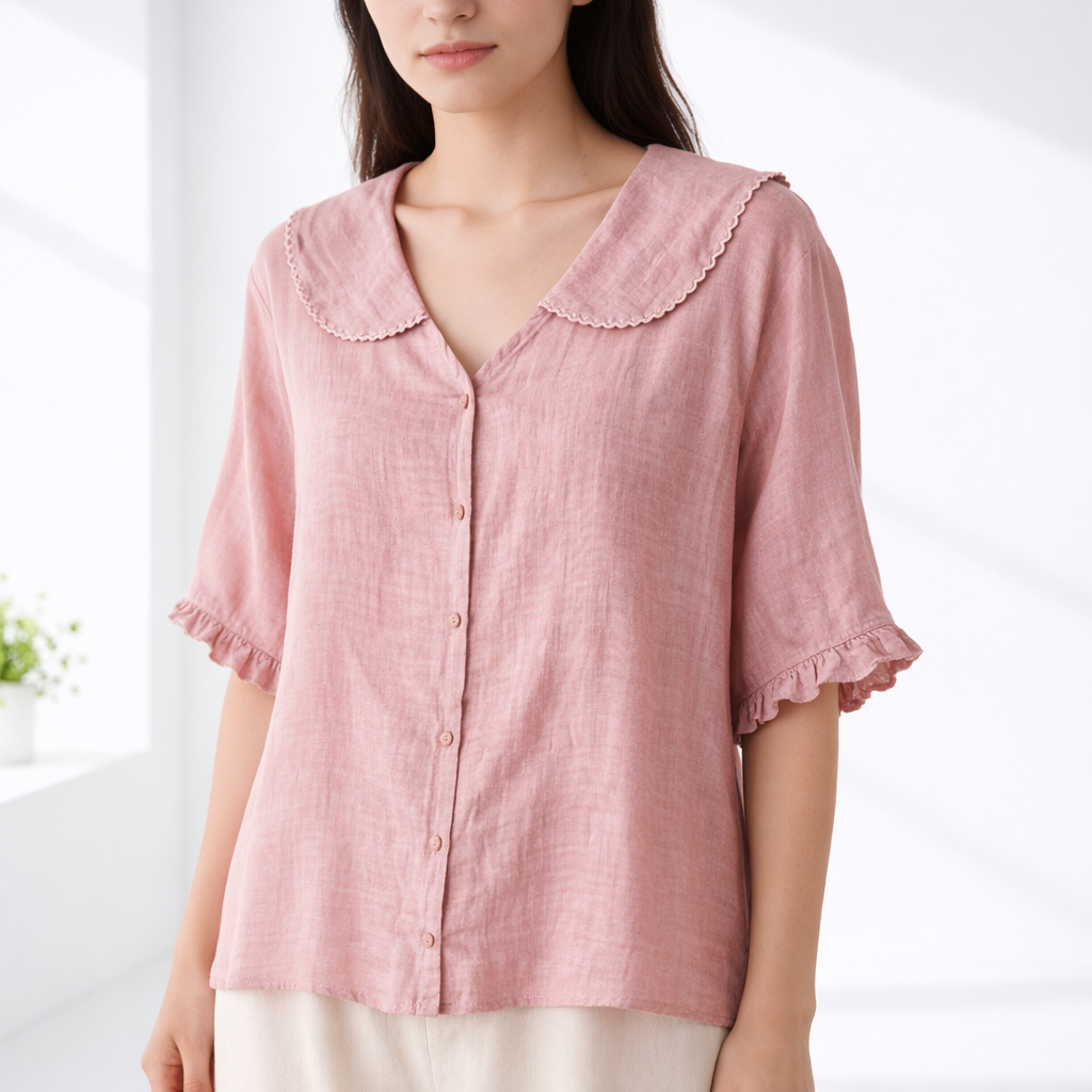 Meygan | Peter Pan Collar Button Front Blouse