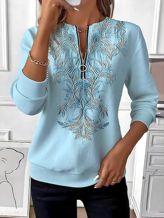 Alvilda | Half Zip Embroidered Pullover Sweater