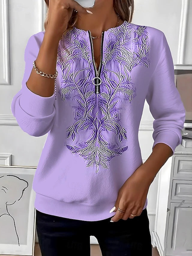 Alvilda | Half Zip Embroidered Pullover Sweater