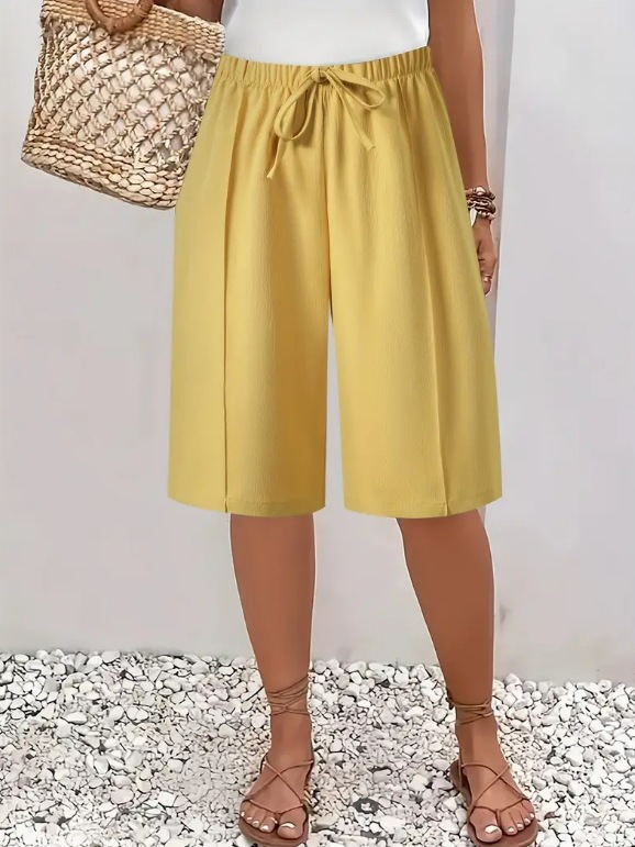 Piranda | Drawstring Wide Leg Bermuda Shorts