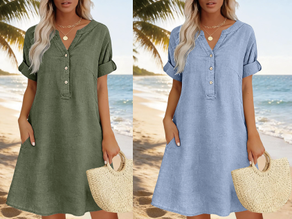 Jolande | Tunic Dress with V-Neck and Pockets