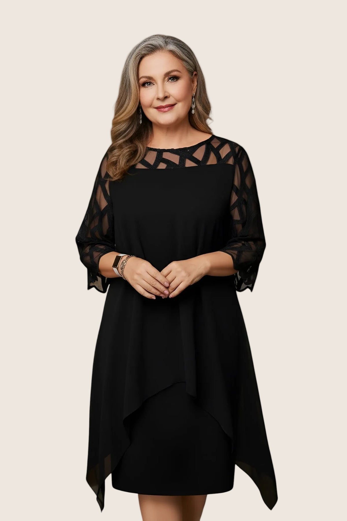 Madumali | Sheer Sleeve Layered Midi Dress