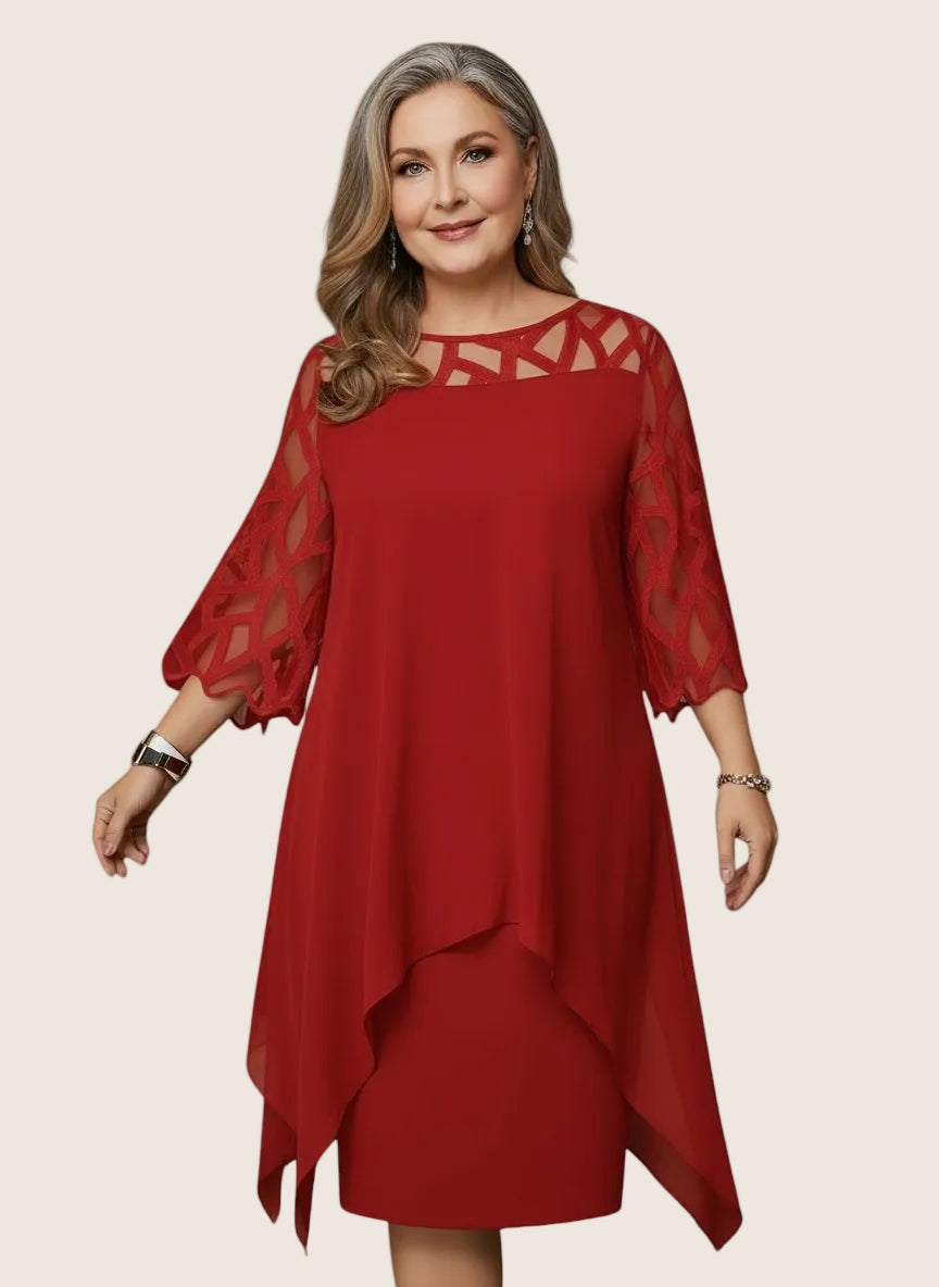 Madumali | Sheer Sleeve Layered Midi Dress
