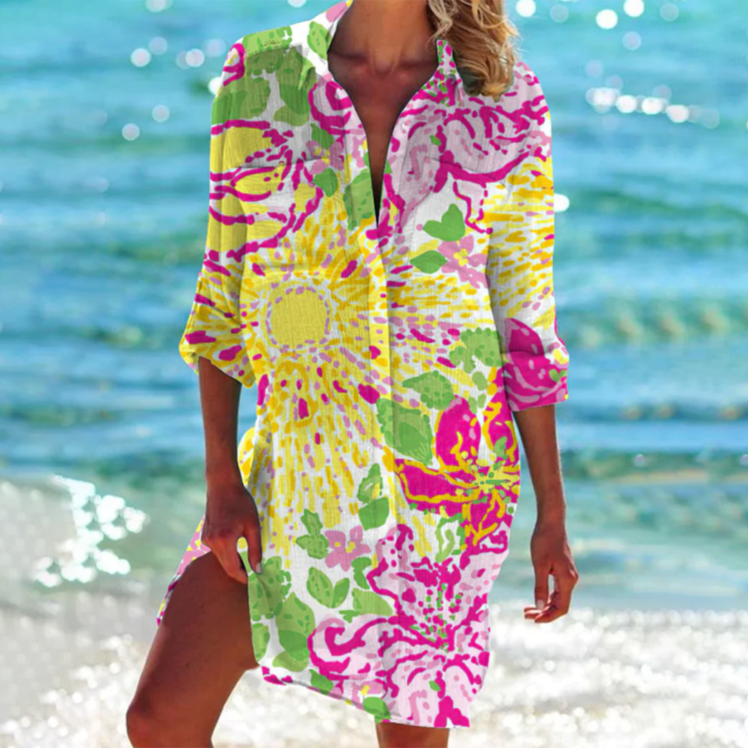 Elisabeta | Printed Collared Shirt Mini Dress