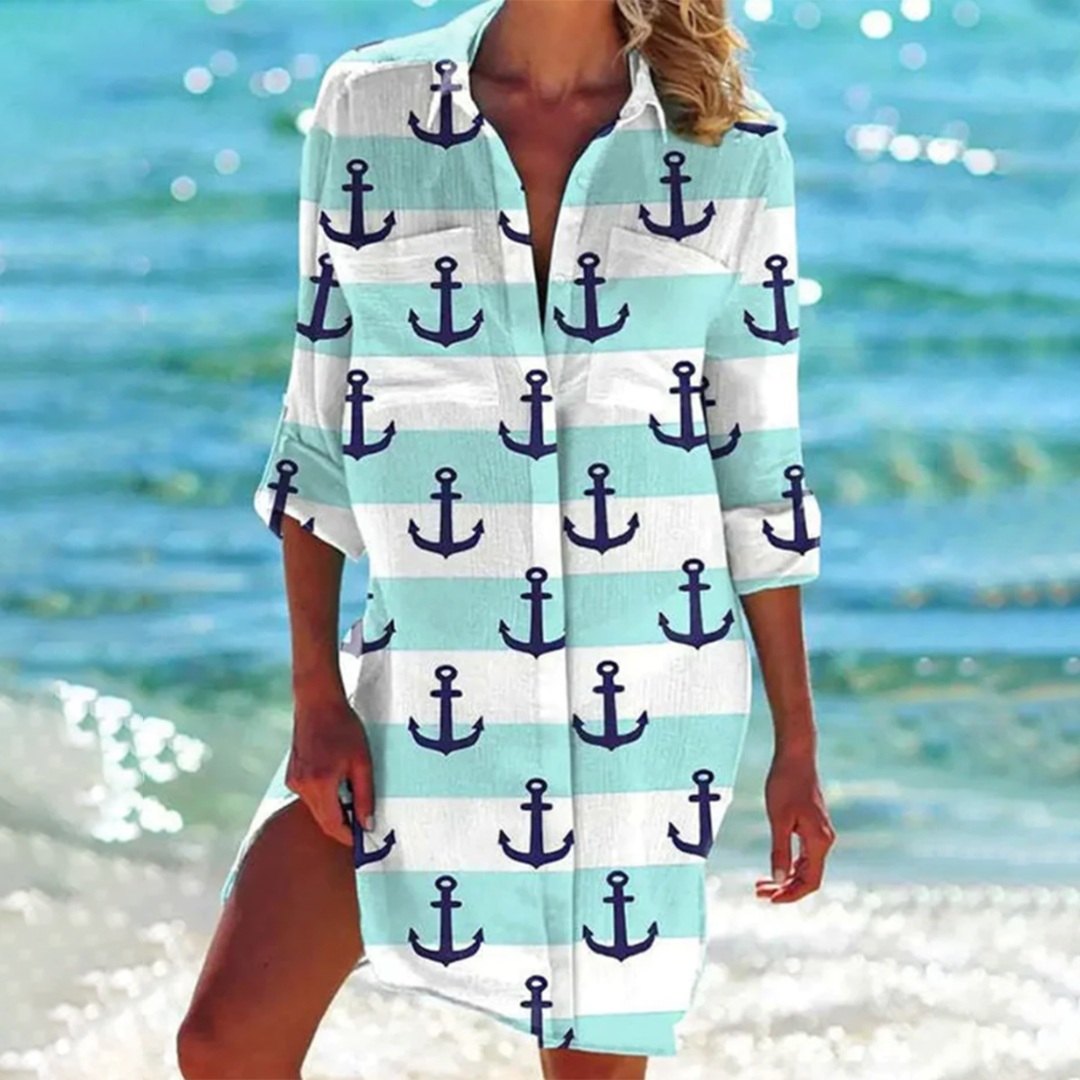 Elisabeta | Printed Collared Shirt Mini Dress
