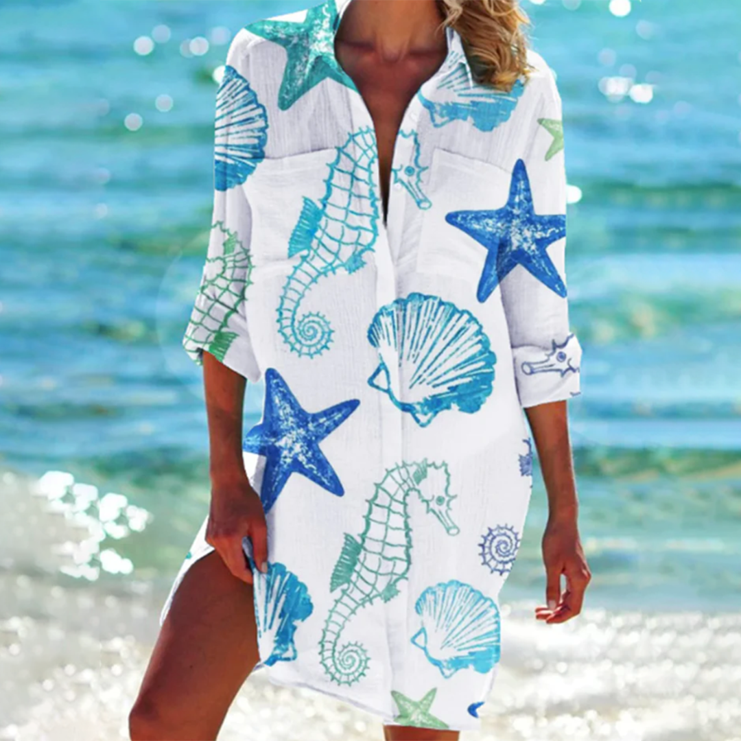 Elisabeta | Printed Collared Shirt Mini Dress