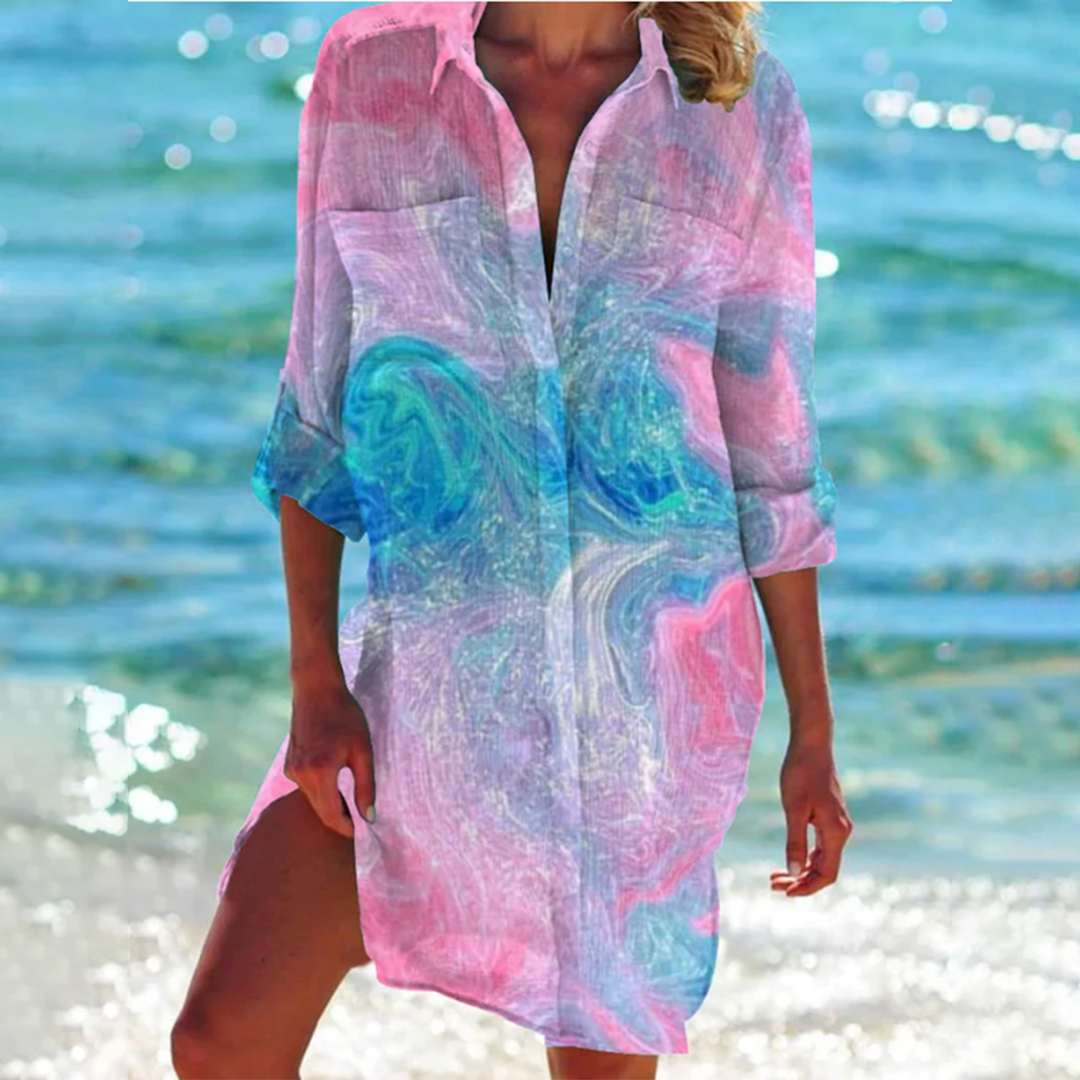 Elisabeta | Printed Collared Shirt Mini Dress