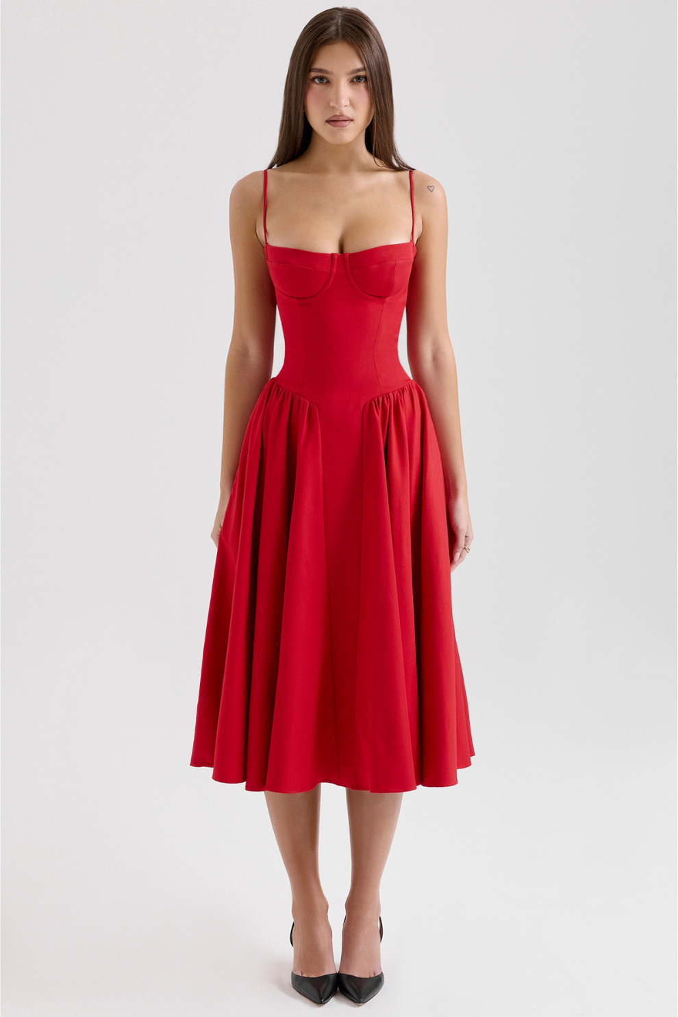 Maissa | Sleeveless Sweetheart Neck Midi Dress