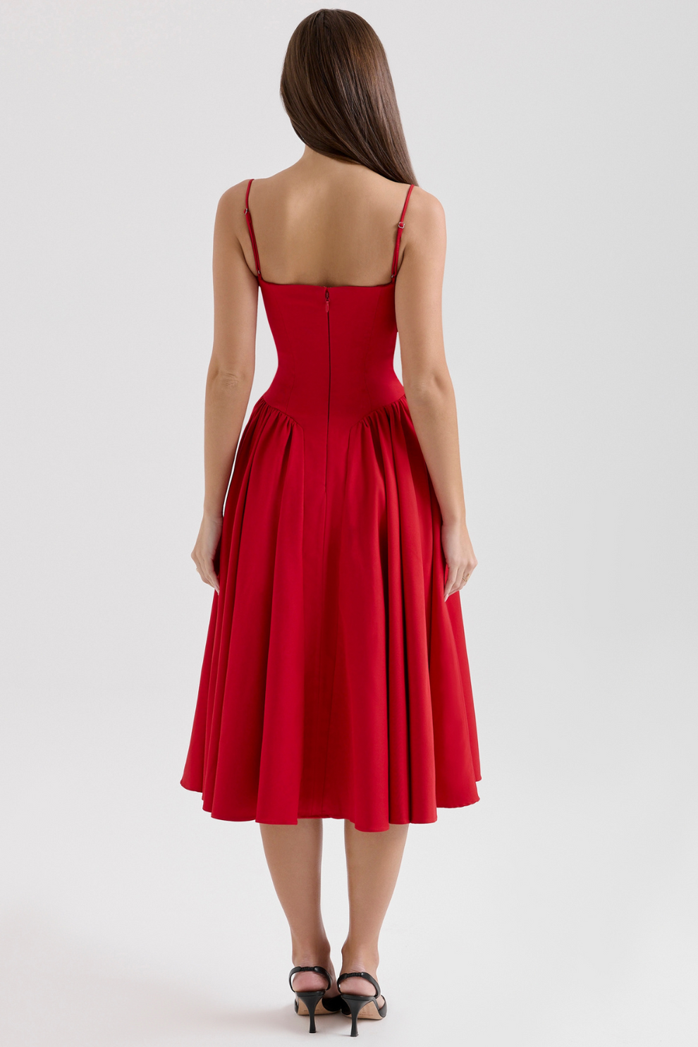 Maissa | Sleeveless Sweetheart Neck Midi Dress