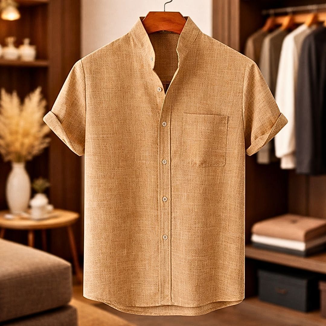 Sinzer | Shirt Short Sleeve Textured Button Front Pocket