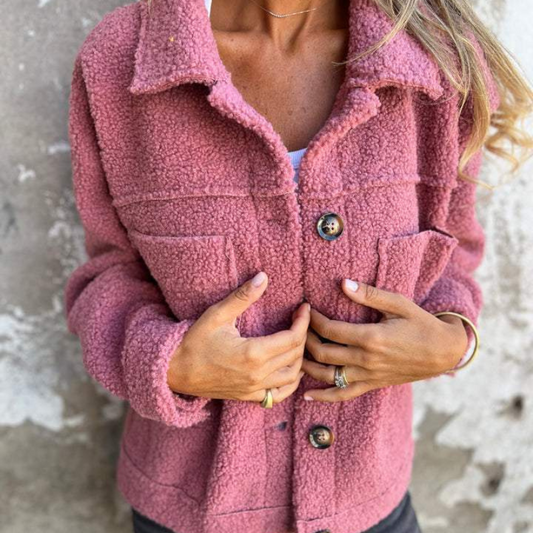 Alwina | Teddy Fleece Button Front Jacket