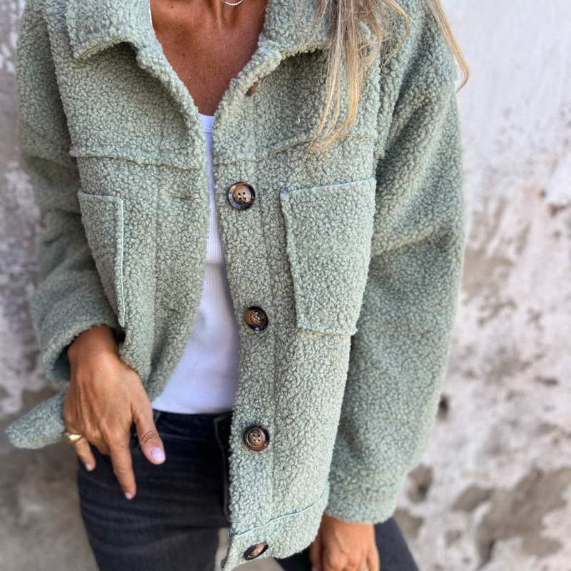 Alwina | Teddy Fleece Button Front Jacket