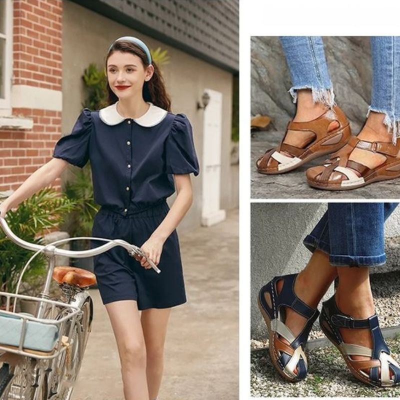 Kareena - Closed Toe Strappy Flat Sandals Buckle